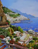Amalfi by Vittorio Izzo, 2017, oil on canvas, sold Nov 2022