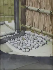 In a Ryokan; Gion by Robert Banks, watercolour, sold Nov 2022