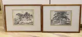View of a cottage and tree beside a fence, Palser Gallery labels verso, 16 x 21cm by Thomas Monro, charcoal on paper, sold Nov 2022