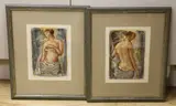 Standing female nudes by Pierre Saint-Sorny, mixed media, sold Nov 2022