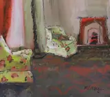 The Drawing Room by Mhairi P. McGregor, gouache, sold Nov 2022