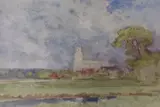 Blythburgh, Suffolk by Alfred East, watercolour, sold Nov 2022