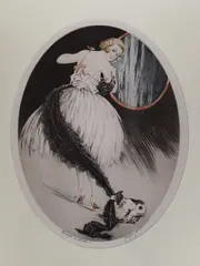 Coloured drypoint etching by Georges Grellet, etching, sold Nov 2022