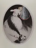 Coloured drypoint etching by Georges Grellet, etching, sold Nov 2022