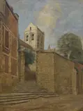 Church at Auvers, Seine et Oise by Charles-Louis Geoffroy-Dechaume, oil on board, sold Nov 2022