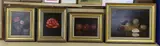 Still lifes of flowers and fruit, largest 29 x 39cm by J. Foulger, oil, sold Nov 2022