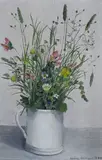 Still life of field flowers in a jug by Audrey Johnson, 1964, oil on panel, sold Nov 2022