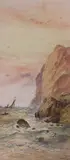 Fishing boats along the coast by William Henry Earp, watercolour, offered Nov 2022