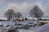 Bridge in the snow by Isabel M. Castle, watercolour, offered Nov 2022