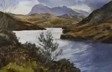 River landscape, 34 x 52cm by Mary Frame, watercolour, offered Nov 2022