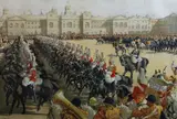 London by LMS, Trooping The Colour, Whitehall by Christopher Clark, lithograph, sold Nov 2022