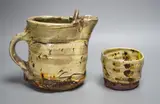 A pale yellow and brown glazed earthenware jug and a similar bowl by Jean-Nicolas Gérard, sculpture, sold Nov 2022