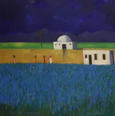 Blue Field - Udaipur by Cyril Mount, oil on canvas, sold Oct 2022