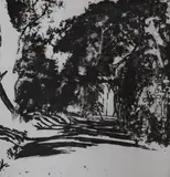 Study of trees and sunlight - Selborne by Norman Ackroyd, 1980, etching and aquatint, sold Oct 2022
