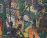 Study for Piranesi, Plate XII, Flowers East label verso, 37 x 45cm by David Hepher, oil on canvas, sold Oct 2022