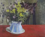 Wild flowers in a blue jug by Diana Maxwell Low, oil on canvas, sold Oct 2022