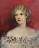 Portrait of a ladyoil by Carle John Blenner, oil on canvas board, sold Oct 2022