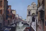 The Rio del Mendicanti from the Ponte Erbe by John Fisher, oil on paper, sold Oct 2022