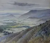 Extensive Indian landscape by Sayed Abdul Gafur Mohammad Kazi, 1946, watercolour, offered Oct 2022