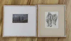 Bringing home the creels by Edith Œnone Somerville, watercolour and pencil, sold Oct 2022