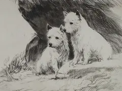 Drypoint etching by George W. Soper, etching, sold Oct 2022