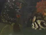 Still life with black and white rabbit by Willem de Zwart, oil on canvas, sold Oct 2022