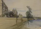 Looking East from Lindsey Wharf c.1905 by Charles James Lauder, pencil and watercolour, offered Oct 2022