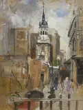 Entrance to London Bridge by Hilda Chancellor Pope, watercolour and gouache, sold Oct 2022