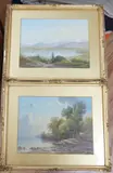 View of Mont Blanc and Lakeside scene by Luc Henri Mottu, watercolor, sold Oct 2022
