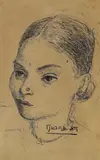Study of an Indian girl by John Napper, 1943, ink, sold Oct 2022