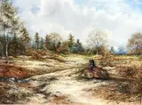A trio of pheasants and thrush in an autumnal landscape by Carl Donner, 1979, watercolour, offered Apr 2023