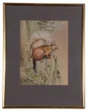 Red Squirrel by John Last, watercolour, offered Apr 2023
