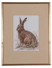 Seated hare by John Last, watercolour, offered Apr 2023
