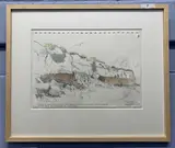 Drawing of Hunstanton Cliffs, made while working on design for the jacket of 'Southern England' by Peter Friend, New Naturalist 108, Collins 2008 by Robert Gillmor, pencil, sold Apr 2023