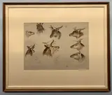 A head study of a red deer stag in varying profiles by Charles Stanley Todd, watercolour, sold Apr 2023