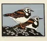 Turnstones by Robert Gillmor, linocut, sold Apr 2023