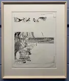 Linocut for the book plate for the jacket of 'The Broads' by Brian Moss, New Naturalist 89, Collins 2001 by Robert Gillmor, Linocut for the book plate for the jacket of 'The Broads' by Brian Moss, New Naturalist, sold Apr 2023