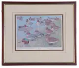 Spring of teal, limited edition print, numbered 18/350 and signed by the artist in the margin, framed and glazed by Peter Scott, print, sold Apr 2023