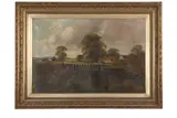 The River Lea Near Waltham by Henry Cooper, 1909, oil on canvas, offered Mar 2023