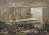 BOAC Comet, the earliest production aircraft by George Ayling, oil on board, sold Mar 2023