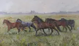 Horses in motion by Eddie Goodridge, oil on canvas, offered Mar 2023