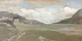 The pass over the Vilaya Alps by Alfred Parsons, watercolour, sold Mar 2023