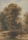 A countryside landscape with two figures sat by a stream by George Arthur Fripp, print (other), sold Mar 2023