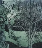 Cold Morning by Richard Bawden Rws Neac, etching, sold Mar 2023
