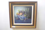 Fruit in a Blue and White Bowl by Edna Bizon, oil on canvas, sold Mar 2023