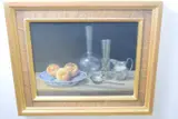 Still Life with Silver and Glass by Edna Bizon, oil on canvas, sold Mar 2023