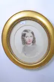 Oval portrait of a young girl by William Henry Goose, pencil and watercolour, offered Mar 2023