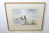 Norfolk Wherry on the River Bure by Leslie Lh Moore, watercolour and pencil, sold Mar 2023