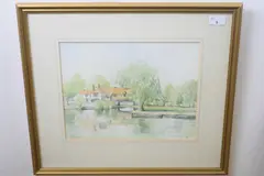 Pulls Ferry, Norwich by Tim Ball, watercolour, sold Mar 2023