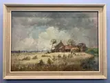 Maces Cottage, Waveney Marshes Norfolk by Geoffrey Chatten, oil on board, sold Mar 2023